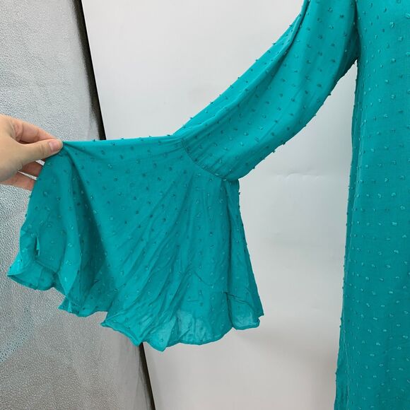 Chelsea & Violet Shirt Dress Womens XS Extra Small Swiss Dot Bell Sleeve Keyhole - Picture 4 of 15